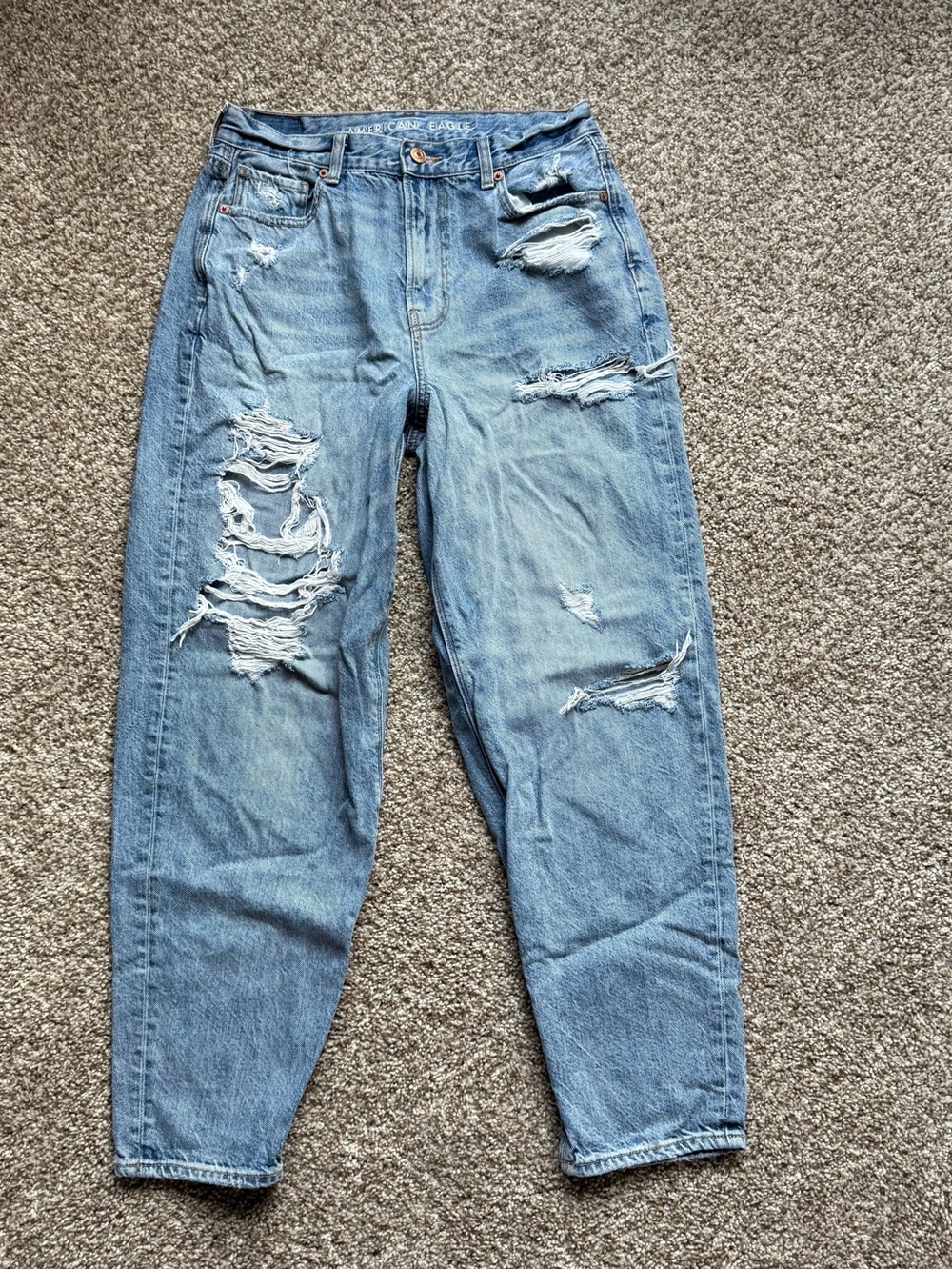 American Eagle Outfitters Light Blue Ripped Boyfriend Jeans